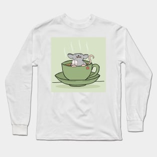 Cute Mouse in a Cup of Tea Long Sleeve T-Shirt